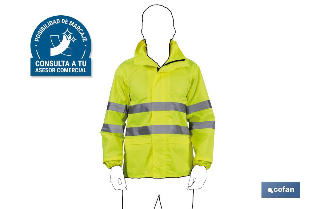 CHAQUETA DE LLUVIA DE ALTA VISIBILIDAD MODELO PÓLUX AMARILLA TALLA S