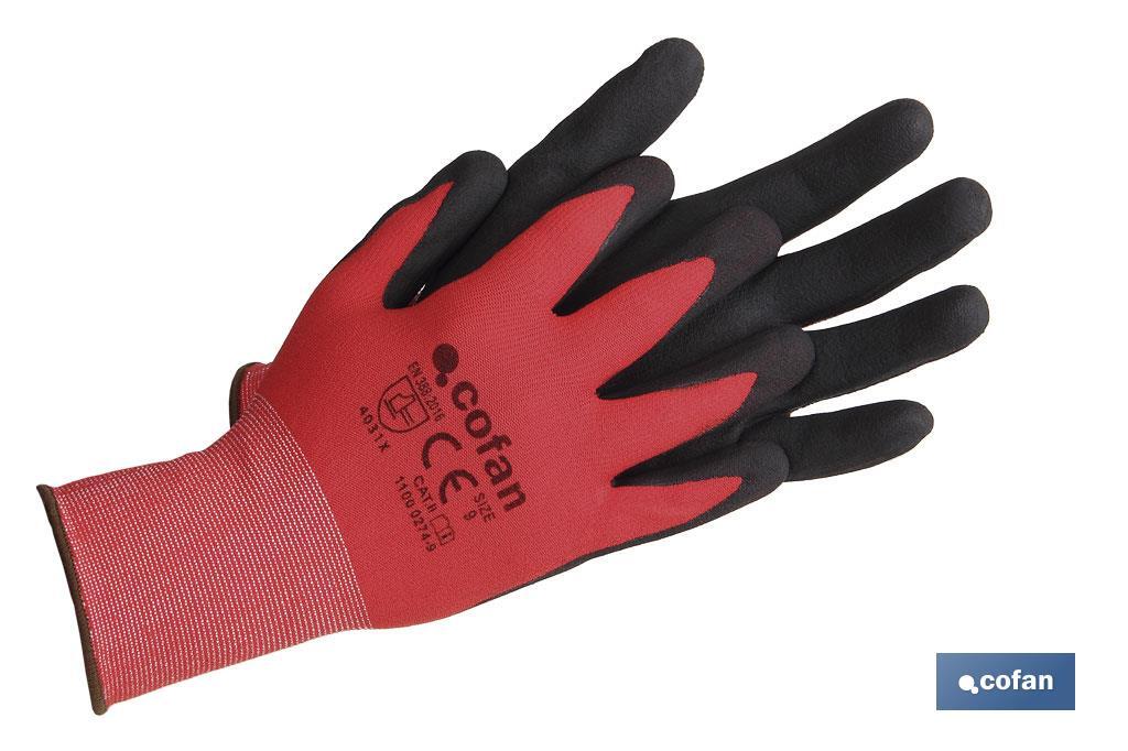 GUANTE IMPREGNADO SANDY COATED ROJO/NEGRO TALLA 6 venta unitaria (PACK: 1 UDS)