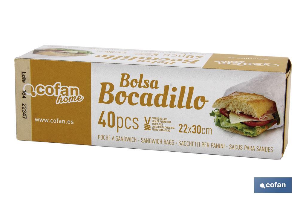 BOLSAS PARA BOCADILLOS 22X30 40UDS (PACK: 1 UDS)