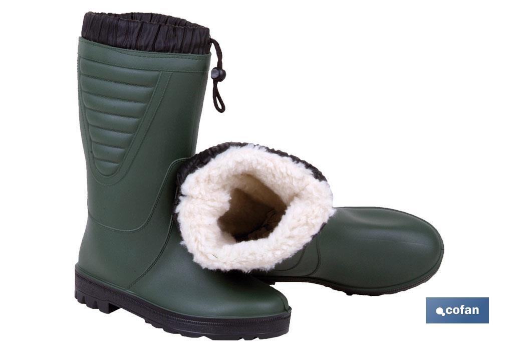 Bota de Agua | Forro Polar | Color Verde | Fabricada en PVC